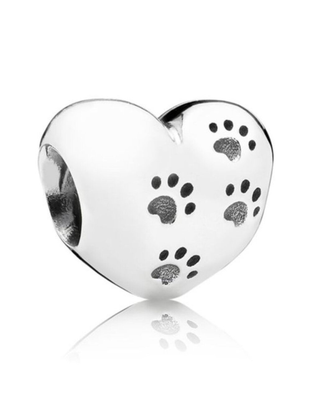 Pandora Sterling Silver My Sweet Pet Heart Bead with Animal Paw Prints -791262